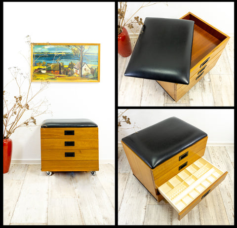 Mid Century Modern European Wood Accordion Sewing Box
