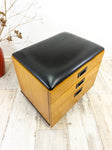 Extraordinary 1960s upholstered midcentury teak wood STOOL SEWING box CART