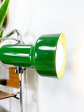 Moss GREEN 1970s midcentury clamp-on spot LAMP light, fully rotatable