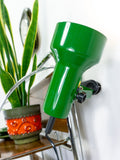 Moss GREEN 1970s midcentury clamp-on spot LAMP light, fully rotatable